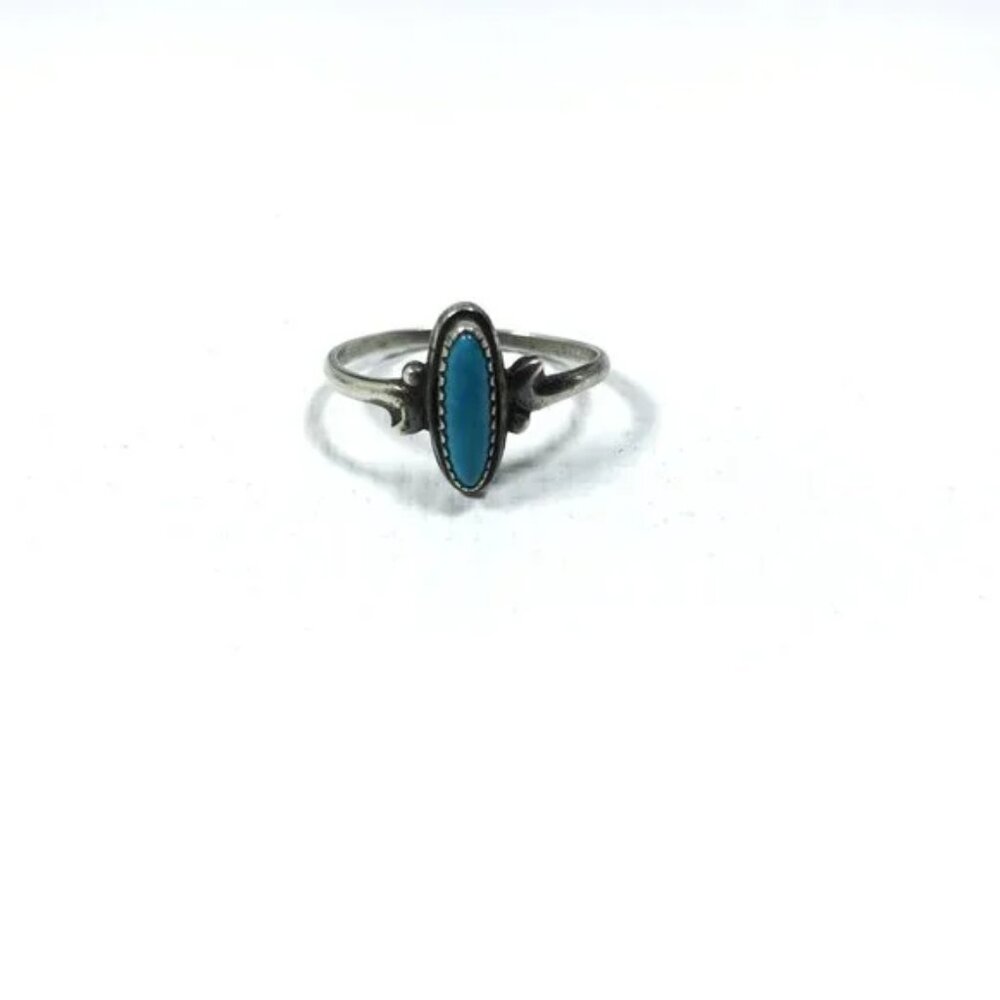 Vintage Navajo Turquoise Ring Sterling Silver Size 8